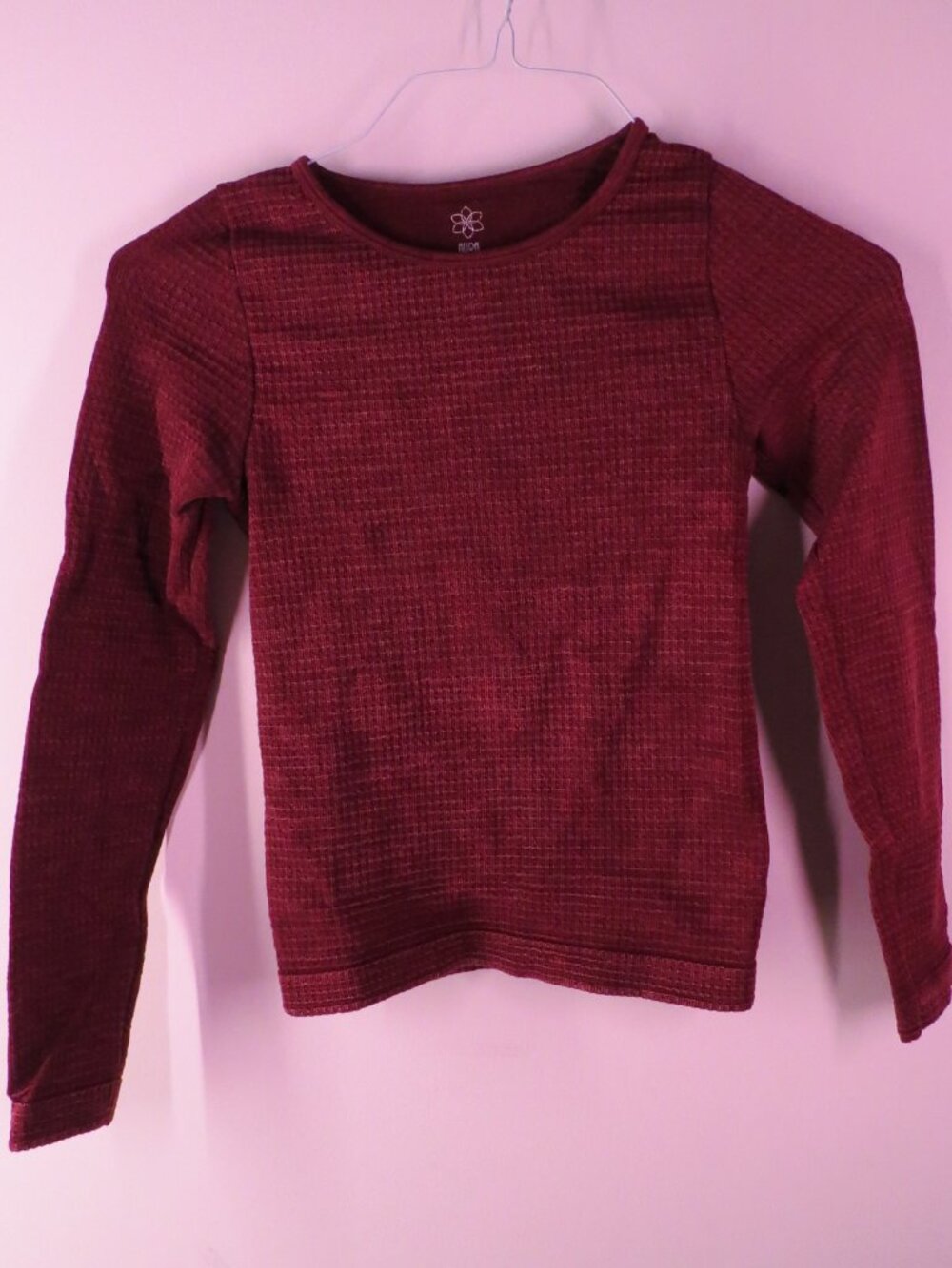 Aura Women's Waffle Knit Thermal Burgundy Long Sleeve Top | Size M/L